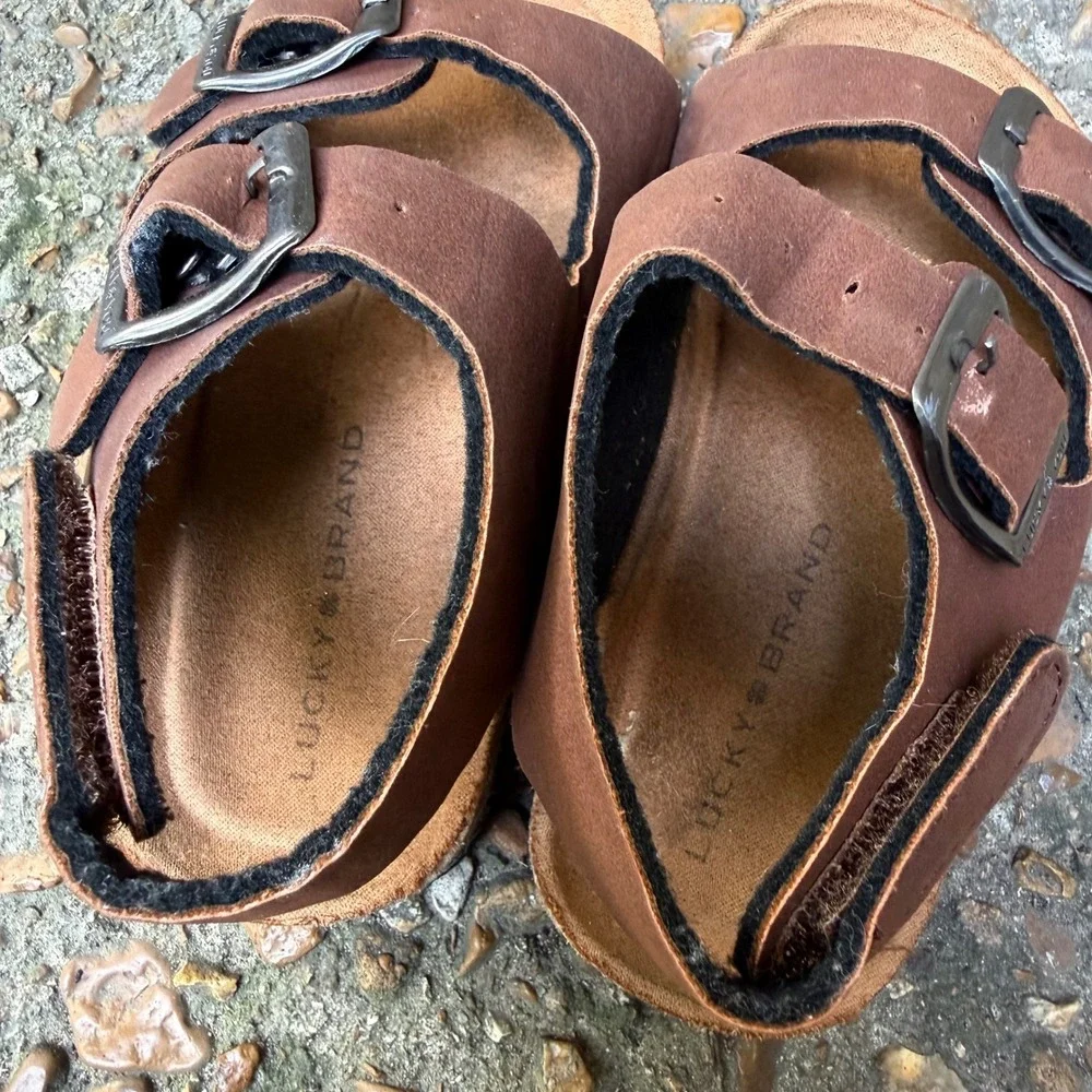 Lucky Brand Blanc Brown Double Strap Cork Sandals Toddler Size 8M